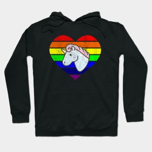 Rainbow Heart Unicorn - lgbt pride Hoodie